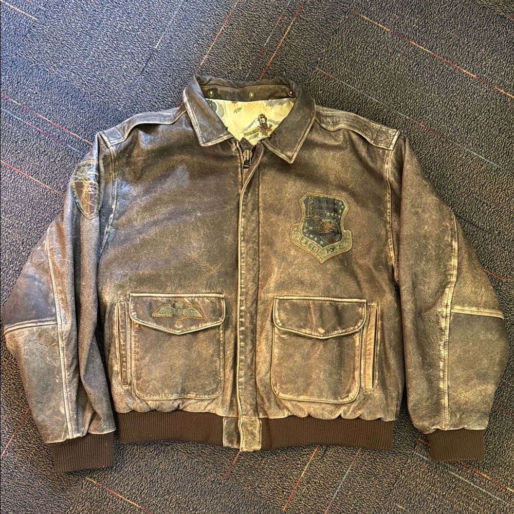 80’s Eagle Force Leather Jacket Large - image 1